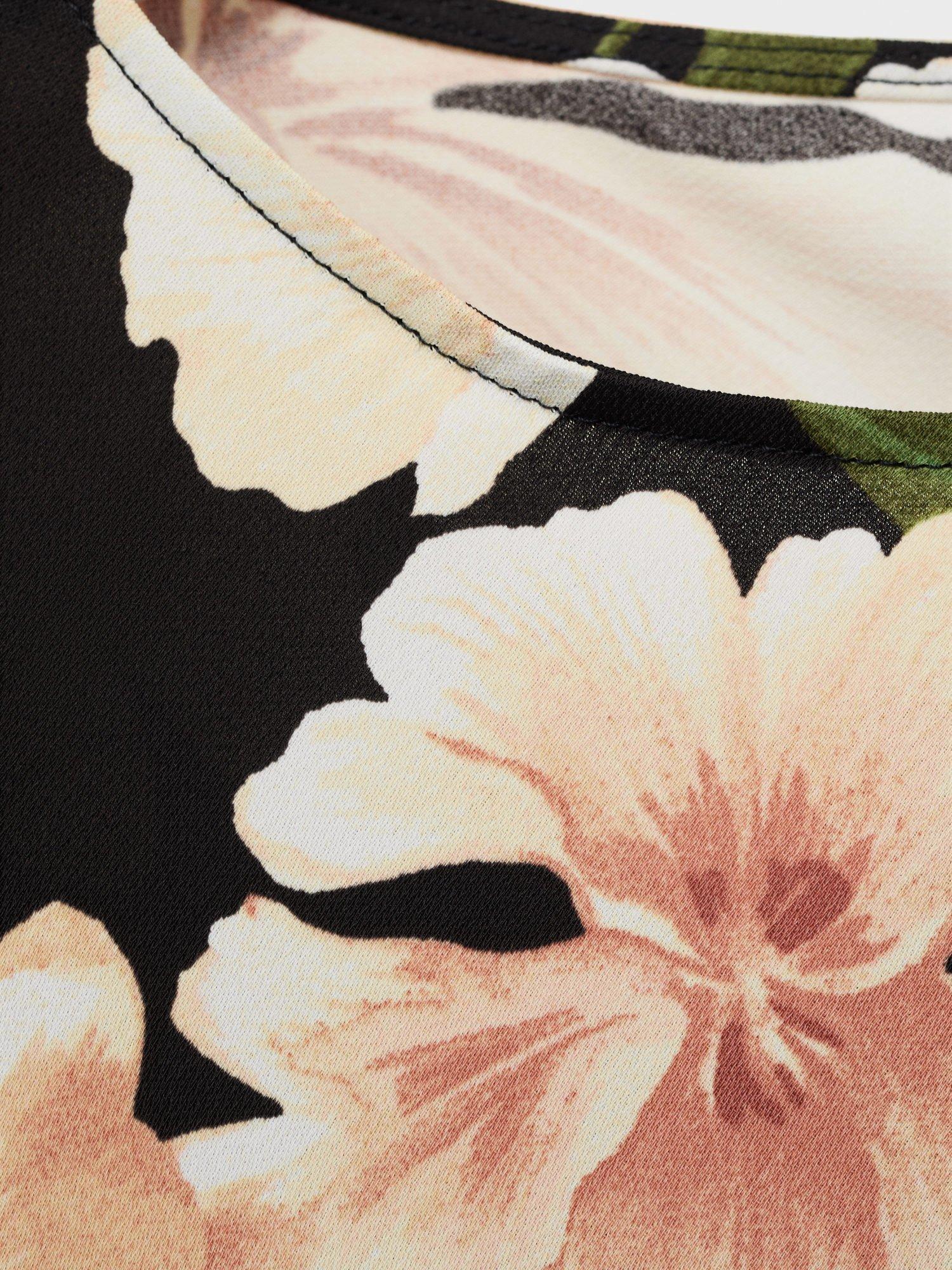 Product image 7 of 7, which shows Mango Saltin Floral Mini Dress, Black, 10