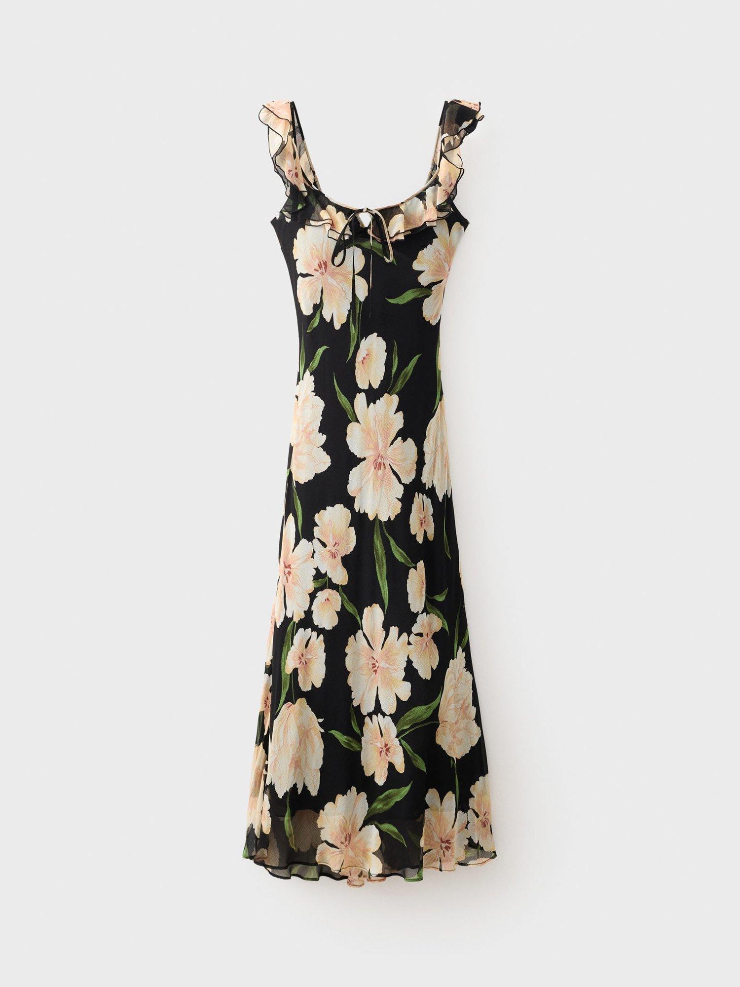 Product image 3 of 8, which shows Mango Salty Floral Midi Dress, Black, 6