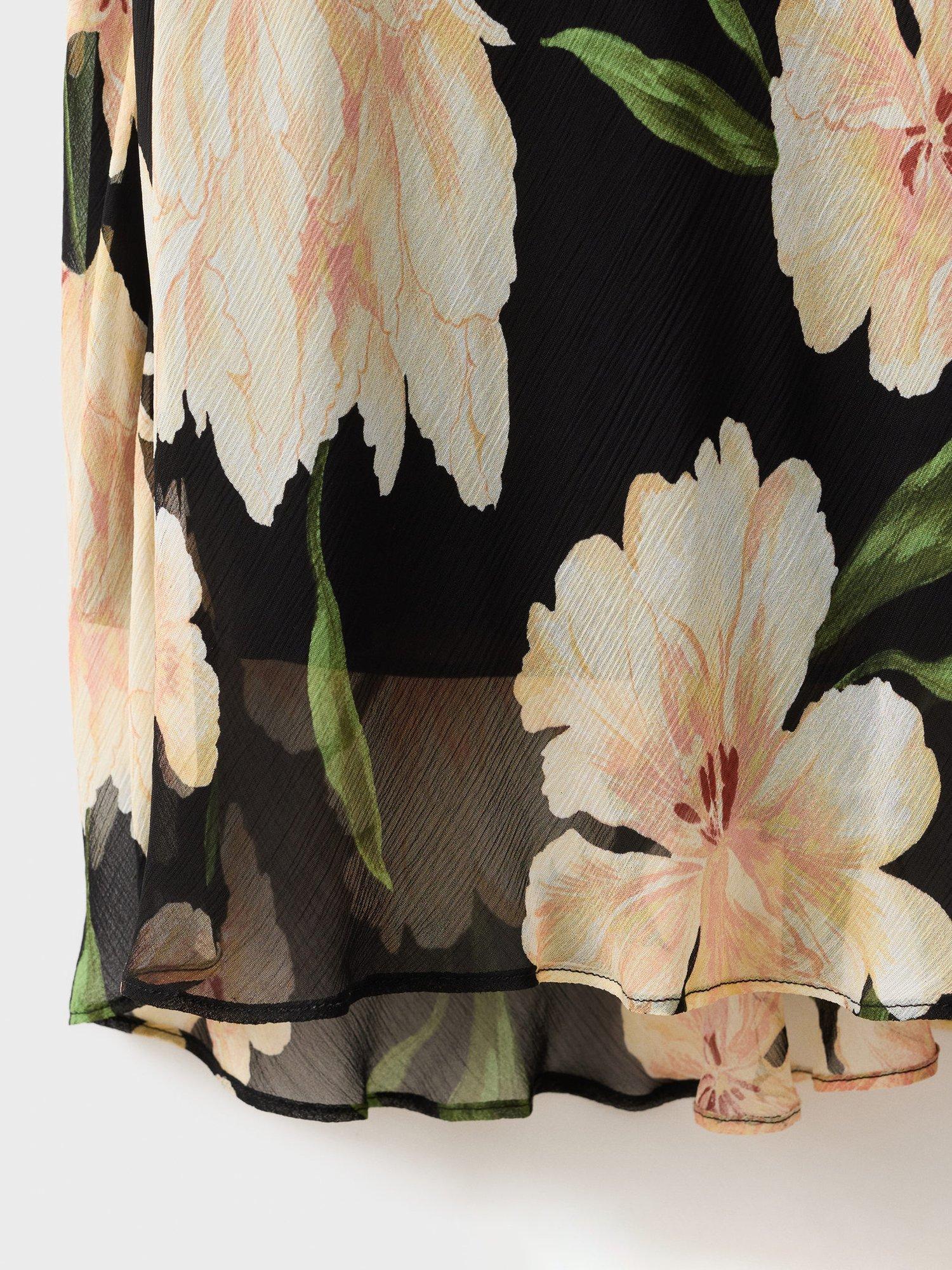 Product image 5 of 8, which shows Mango Salty Floral Midi Dress, Black, 6