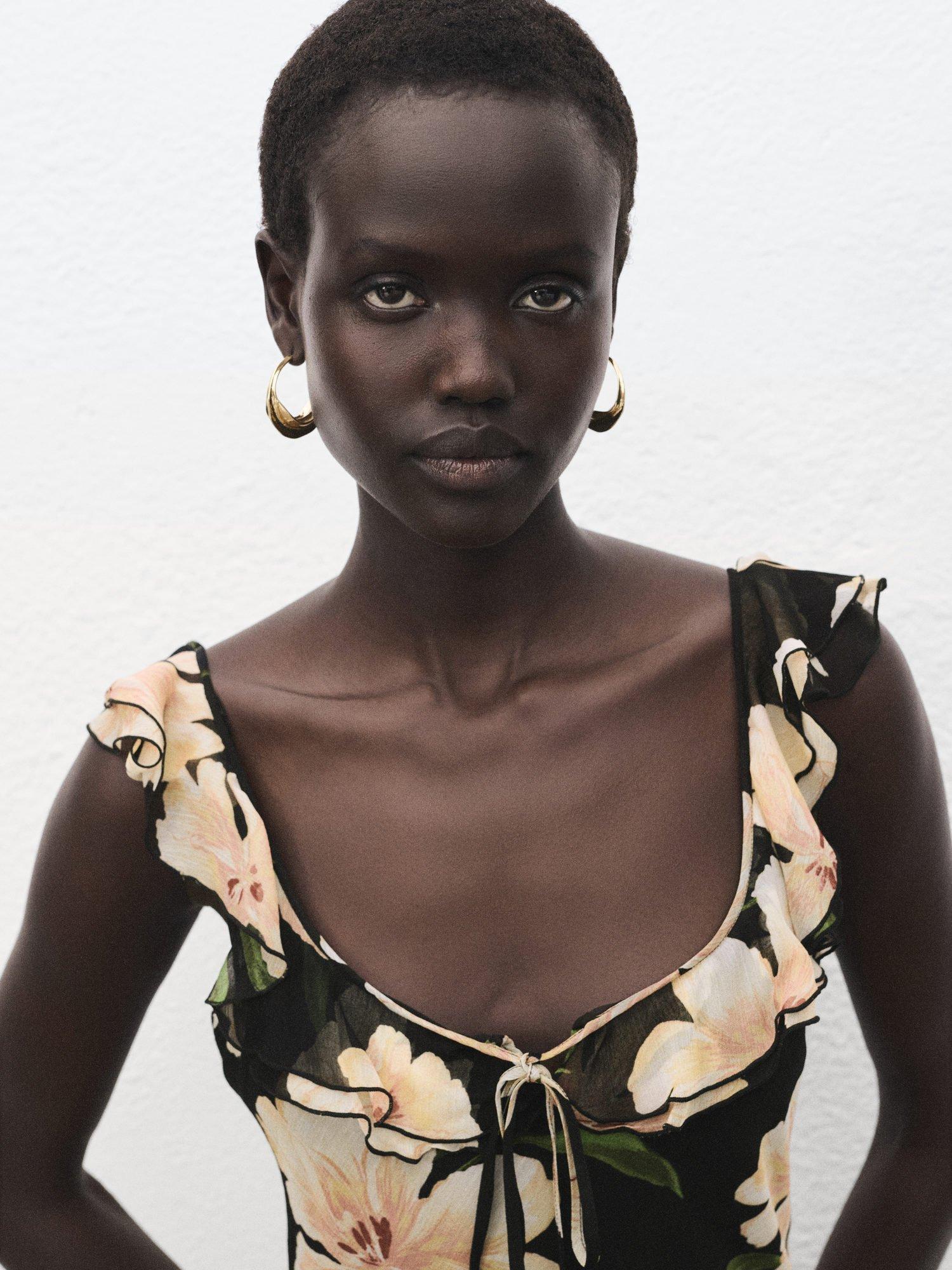 Product image 6 of 8, which shows Mango Salty Floral Midi Dress, Black, 6