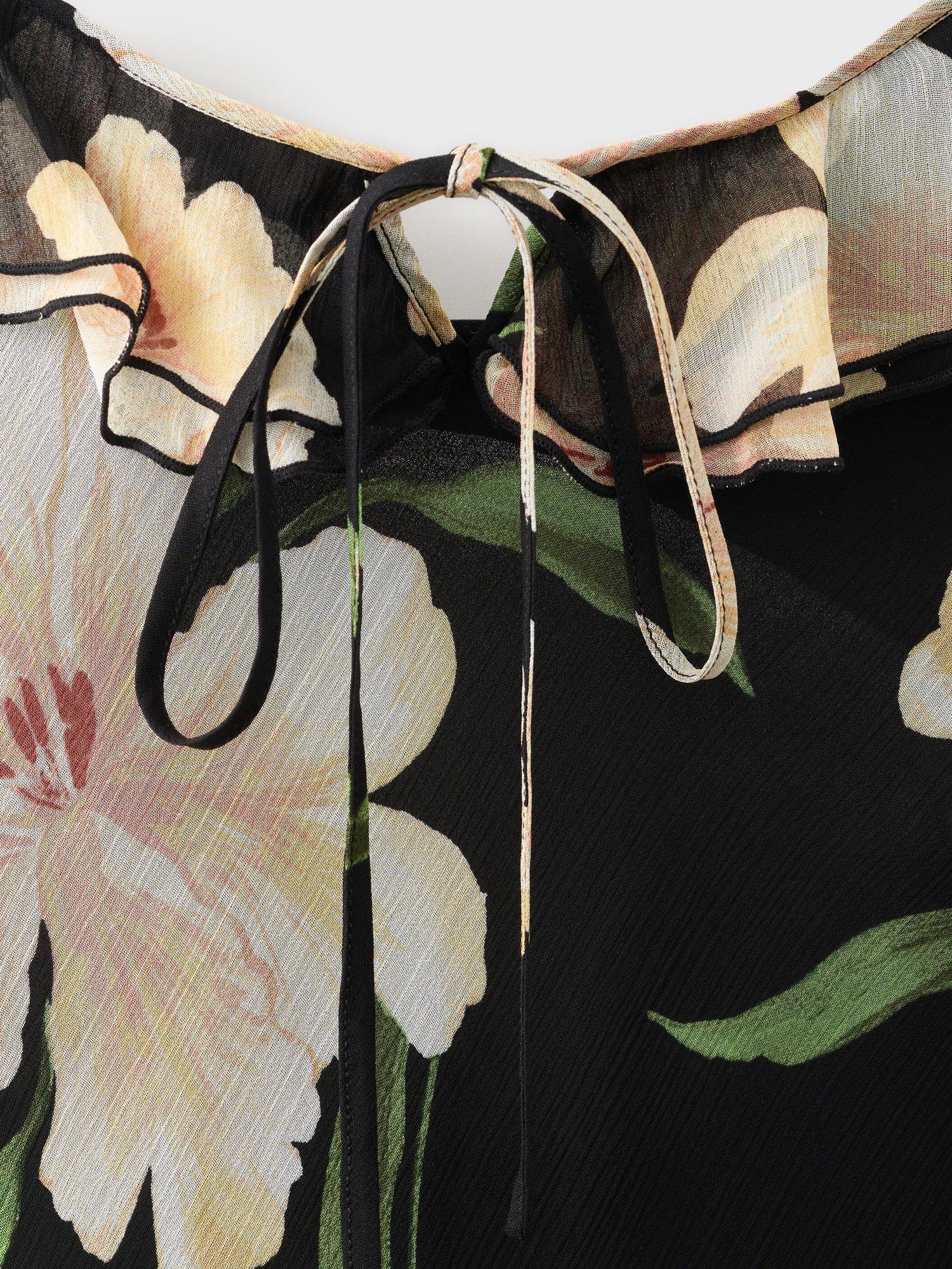 Product image 8 of 8, which shows Mango Salty Floral Midi Dress, Black, 6