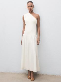 Mango Sandalo One Shoulder Maxi Dress, Natural White - view 2, Natural White