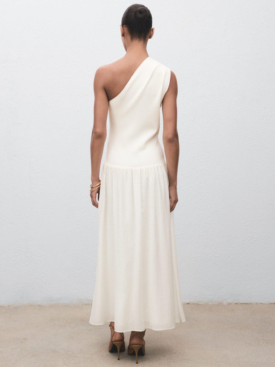 Product image 4 of 8, which shows Mango Sandalo One Shoulder Maxi Dress, Natural White, 10