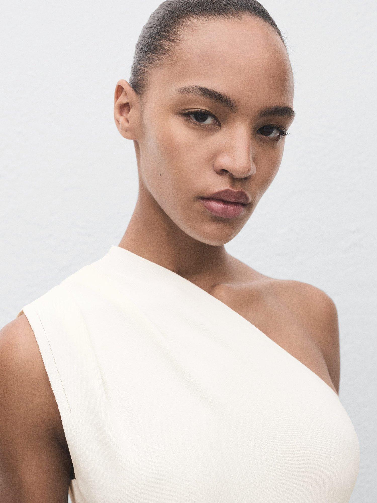 Product image 6 of 8, which shows Mango Sandalo One Shoulder Maxi Dress, Natural White, 10