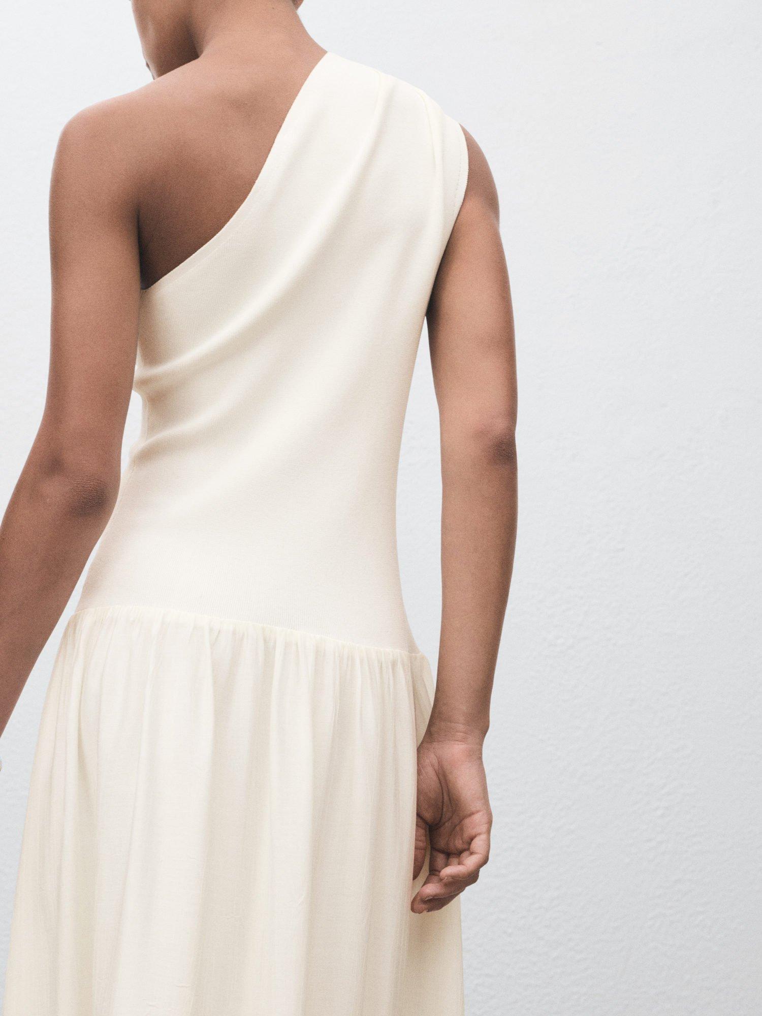 Product image 7 of 8, which shows Mango Sandalo One Shoulder Maxi Dress, Natural White, 10