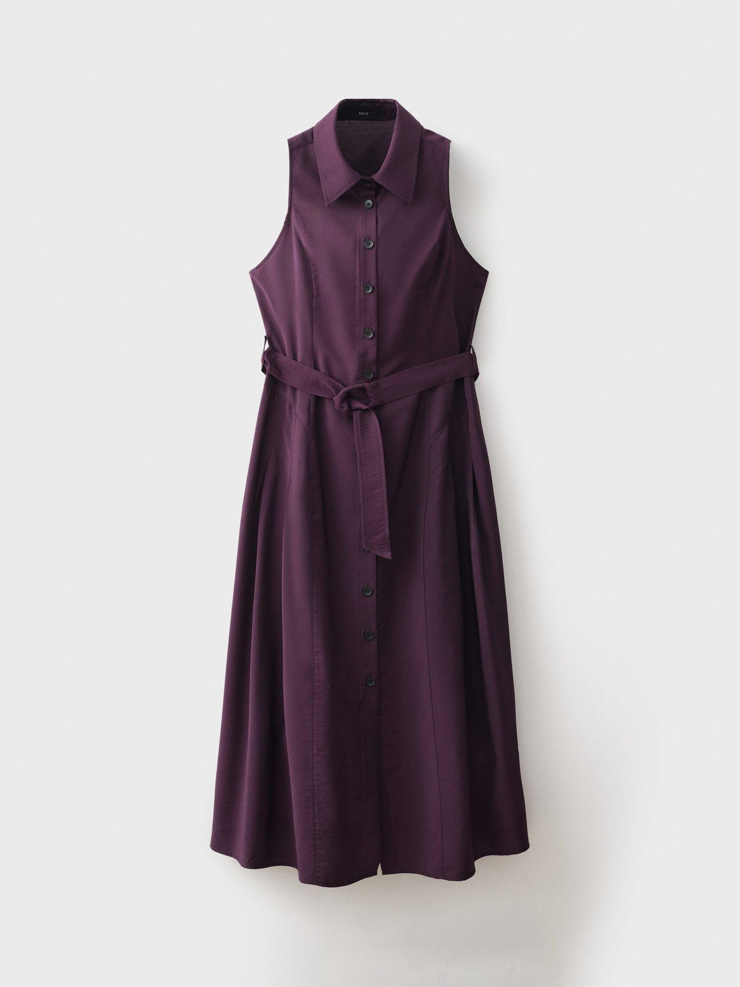 Product image 2 of 4, which shows Mango Show Sleeveless Shirt Dress, Medium Purple, 6