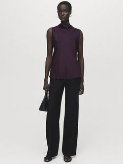 Mango Mart Drape Sleeveless Top - view 2, Dark Red