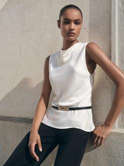 Mango Mart Drape Sleeveless Top, Natural White