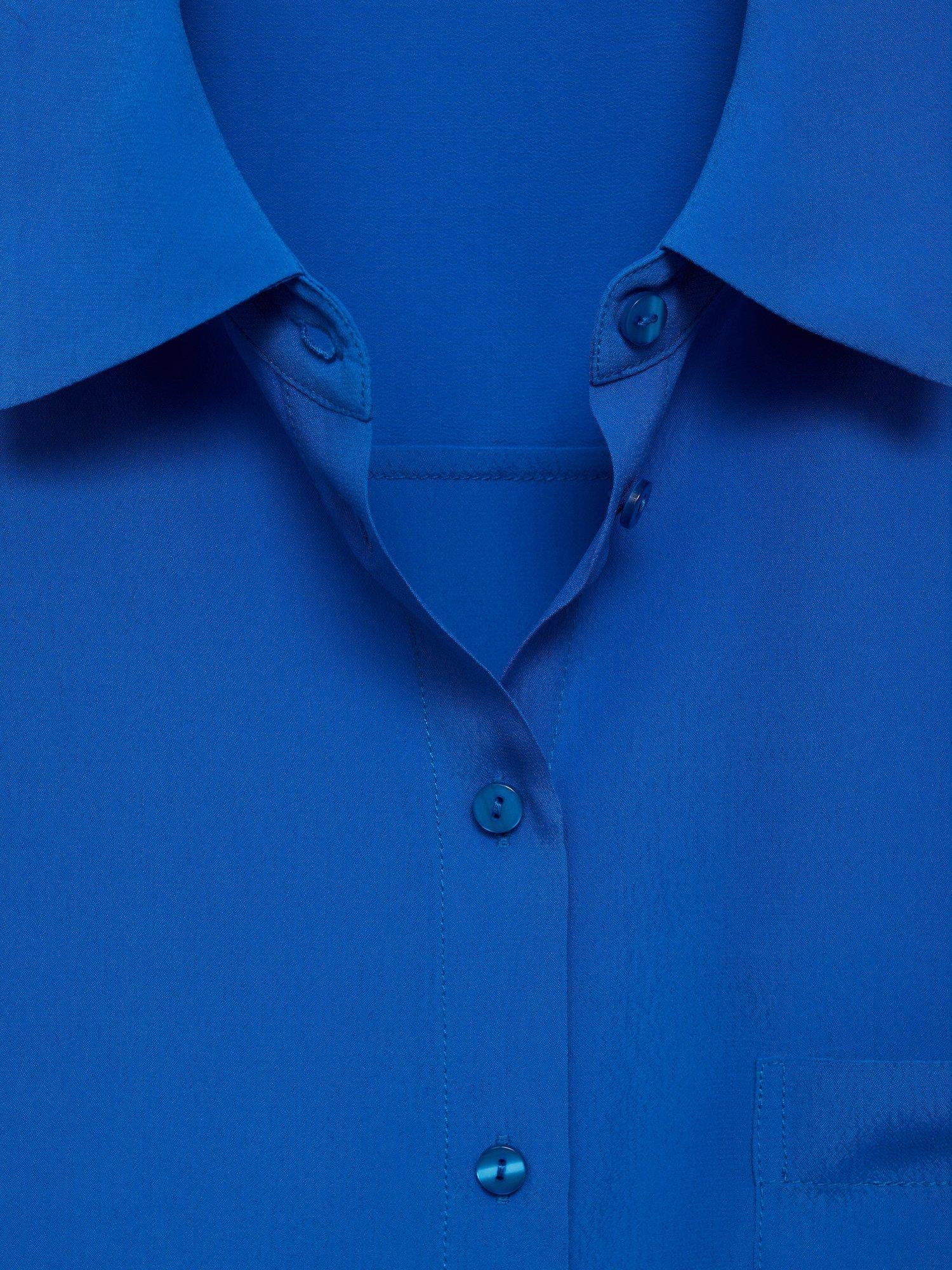 Product image 8 of 8, which shows Mango Moss Fluid Short Sleeve Shirt, Medium Blue, 10