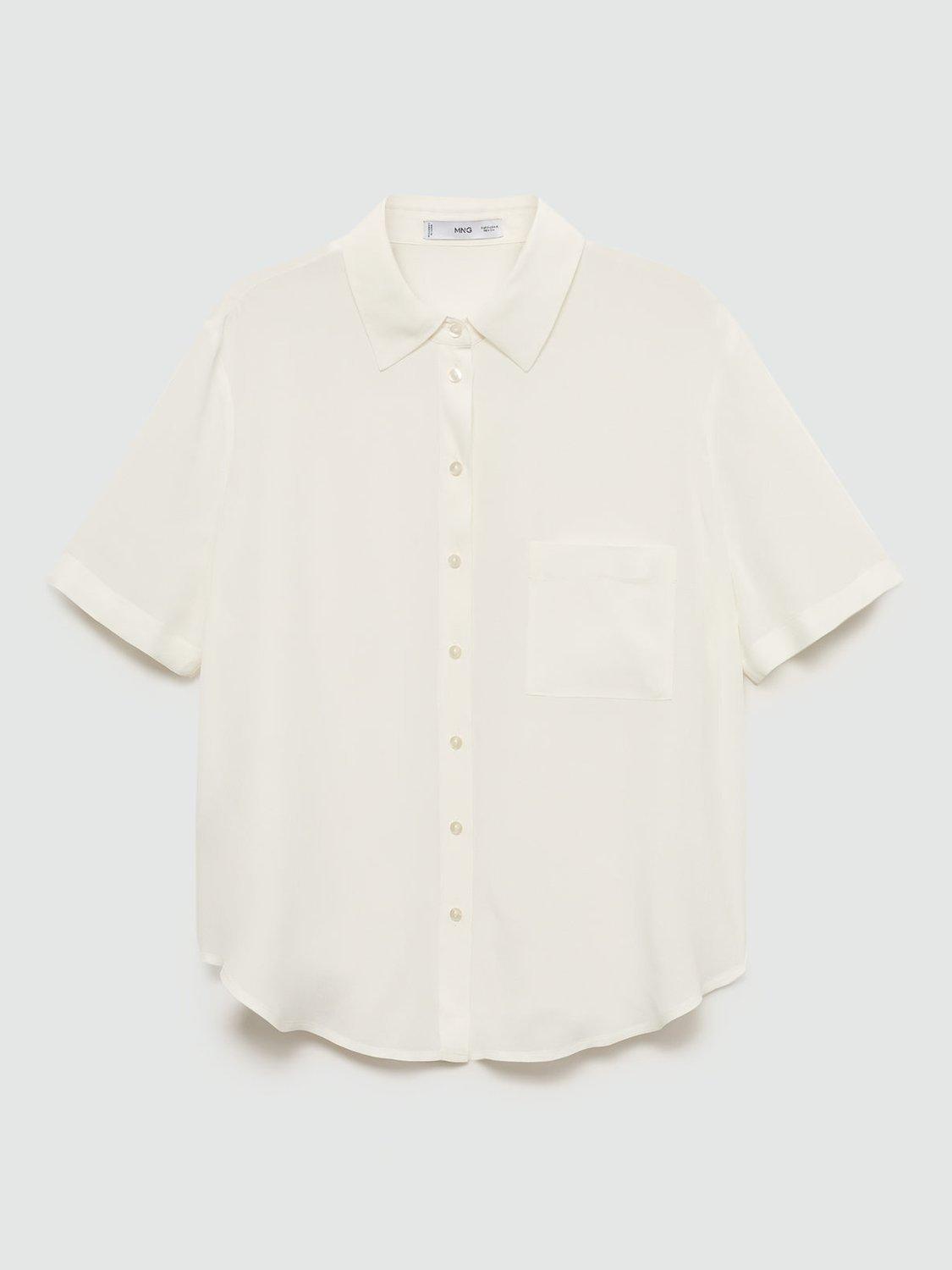 Product image 3 of 8, which shows Mango Moss Fluid Short Sleeve Shirt, Natural White, 4