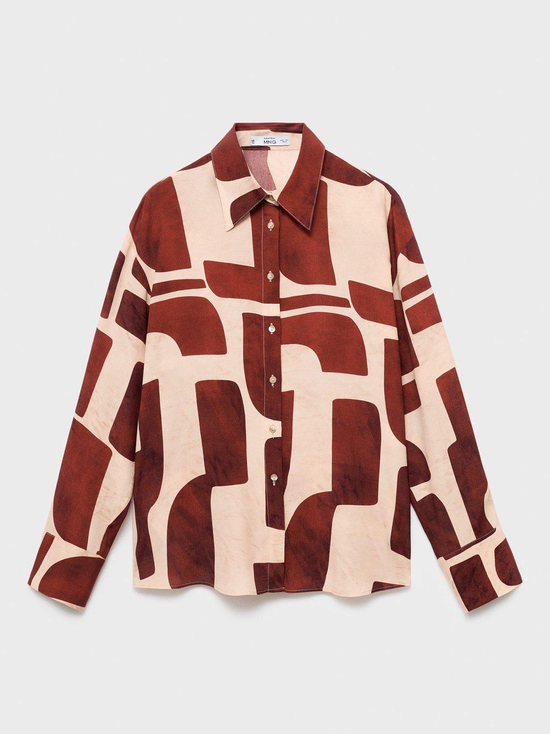 Product image 3 of 8, which shows Mango Parisi Geometric Long Sleeve Shirt, Cream/Multi, 10