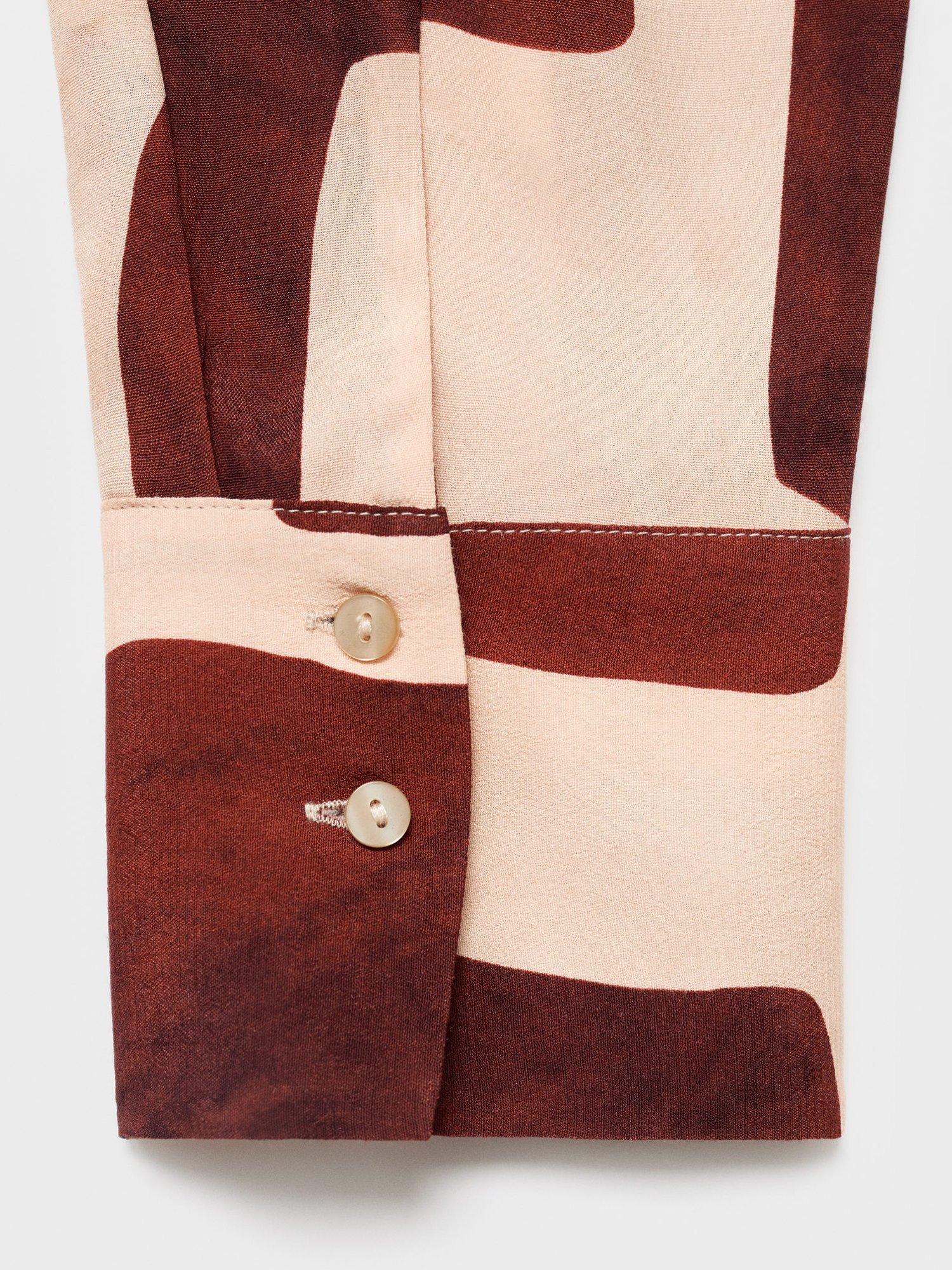 Product image 5 of 8, which shows Mango Parisi Geometric Long Sleeve Shirt, Cream/Multi, 10