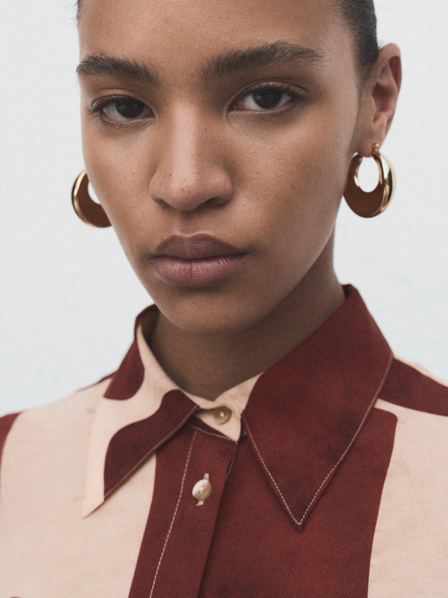 Product image 6 of 8, which shows Mango Parisi Geometric Long Sleeve Shirt, Cream/Multi, 10