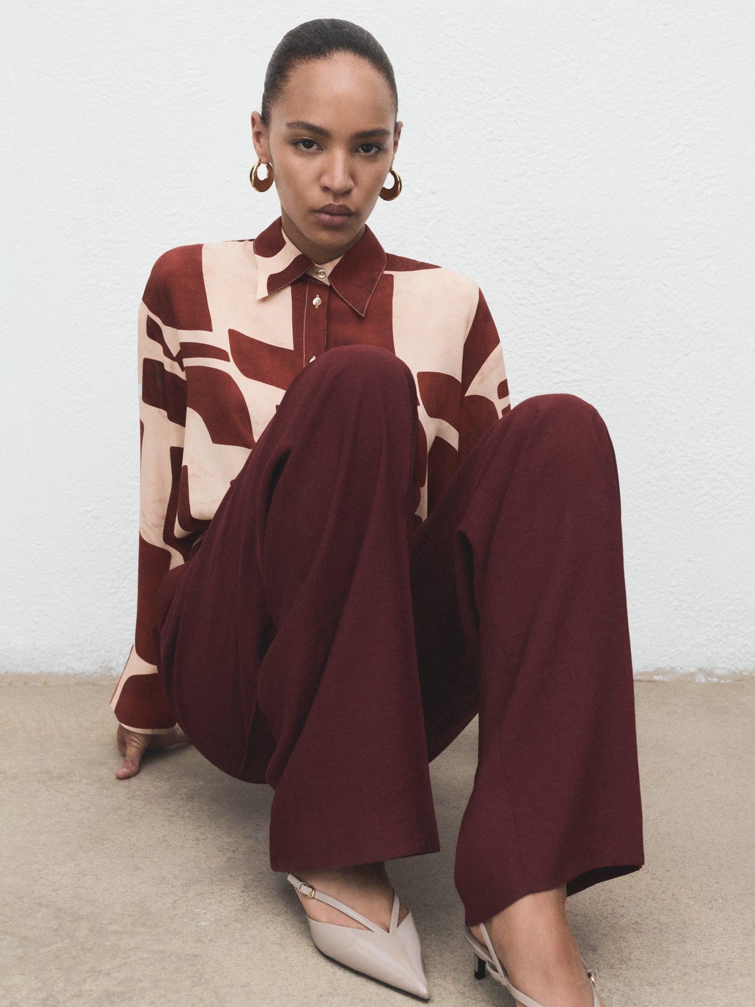 Product image 7 of 8, which shows Mango Parisi Geometric Long Sleeve Shirt, Cream/Multi, 10