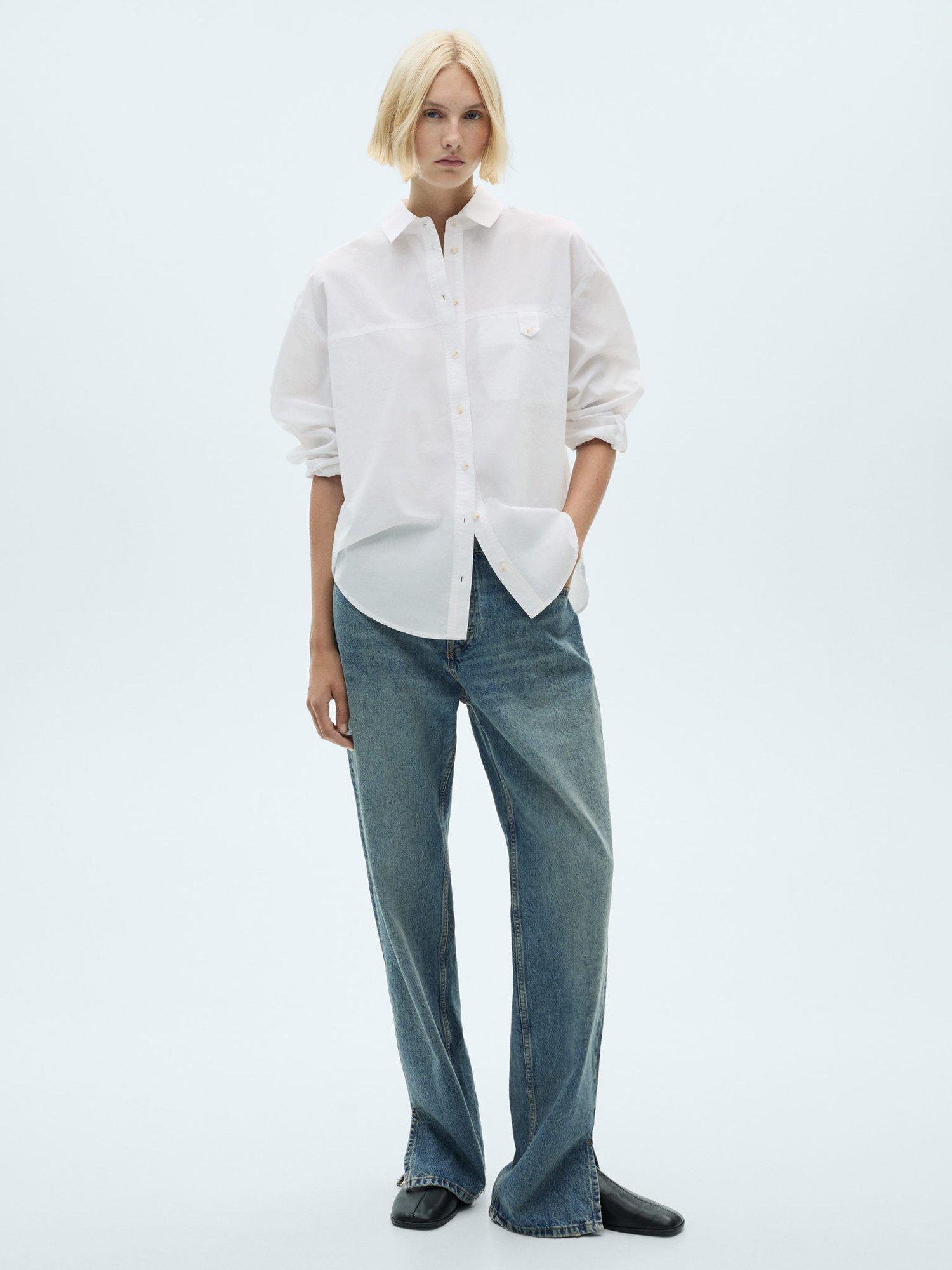 Product image 2 of 7, which shows Mango Nia Decorative Button Shirt, Natural White, 10
