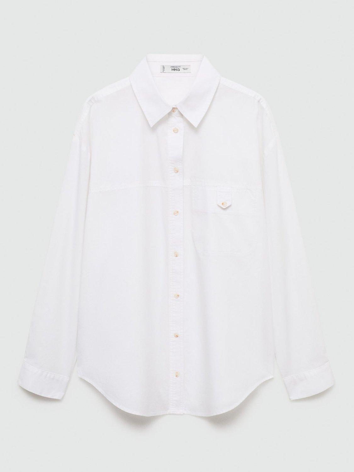Product image 3 of 7, which shows Mango Nia Decorative Button Shirt, Natural White, 10