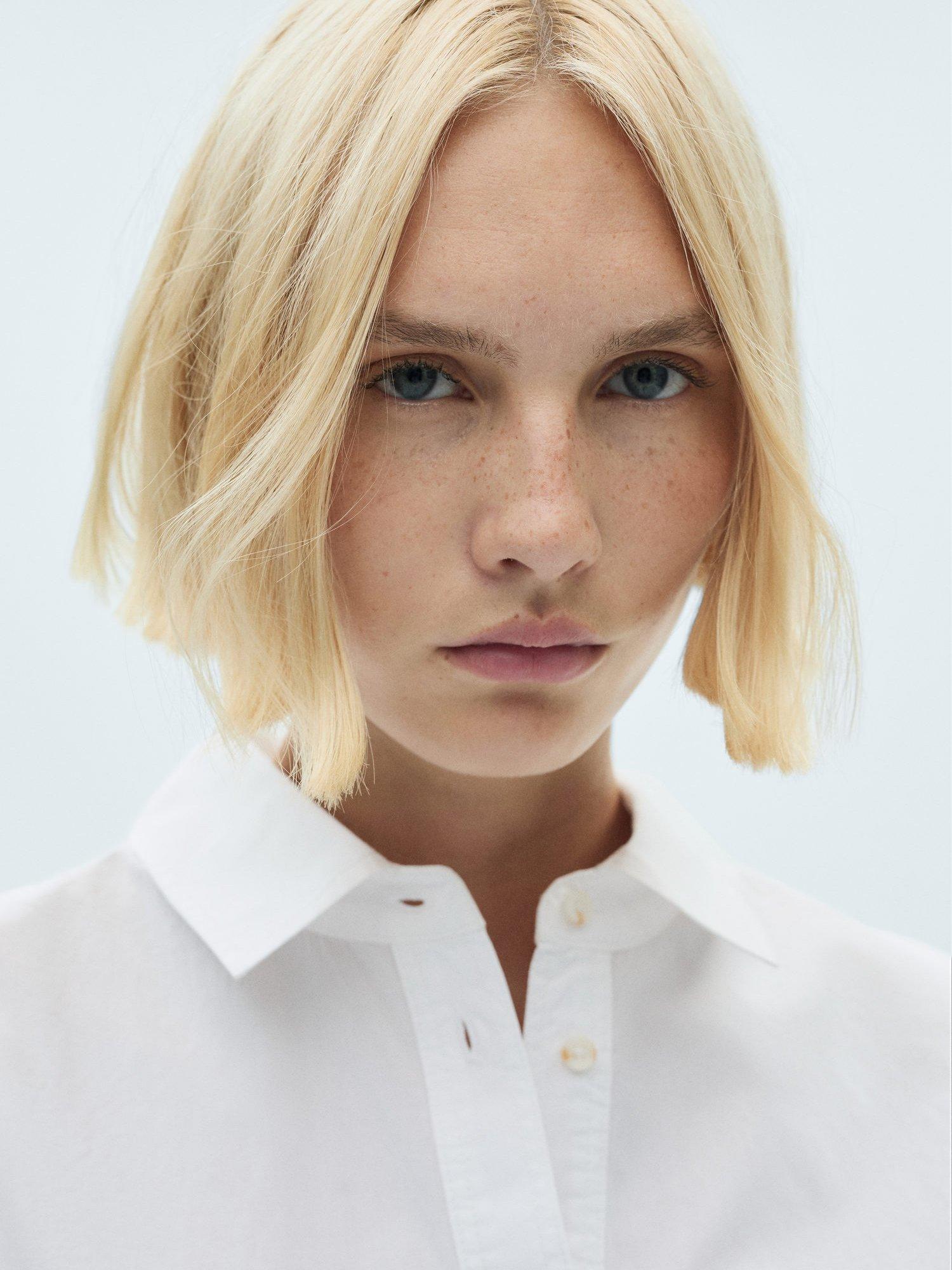 Product image 6 of 7, which shows Mango Nia Decorative Button Shirt, Natural White, 10