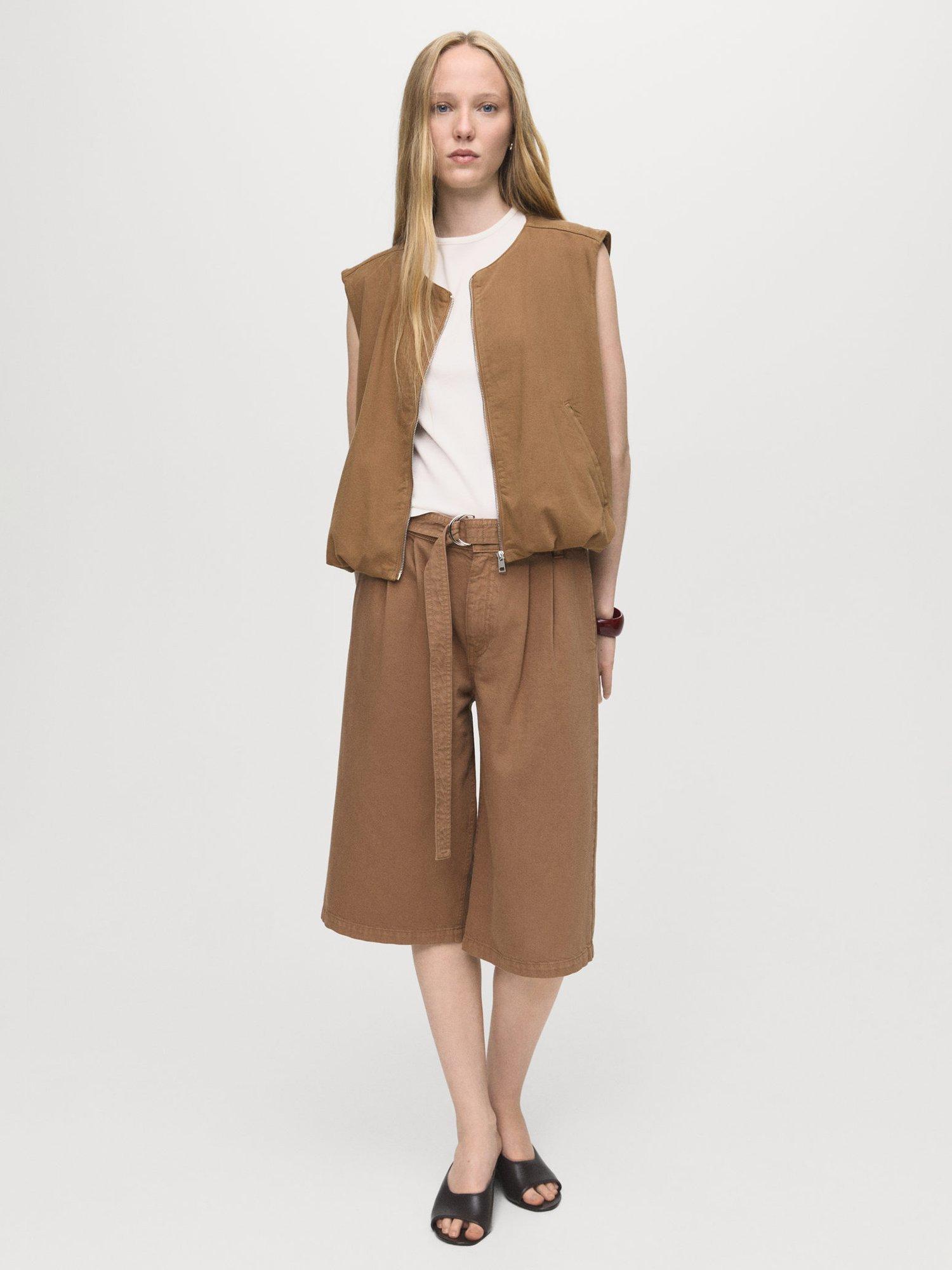 Product image 2 of 8, which shows Mango Doris Zip Gilet, Brown, S