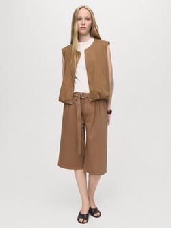 Mango Doris Zip Gilet, Brown - view 2, Brown