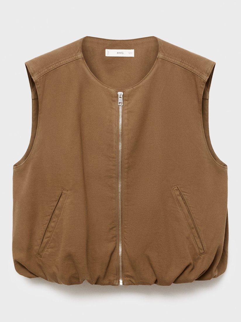 Product image 3 of 8, which shows Mango Doris Zip Gilet, Brown, S