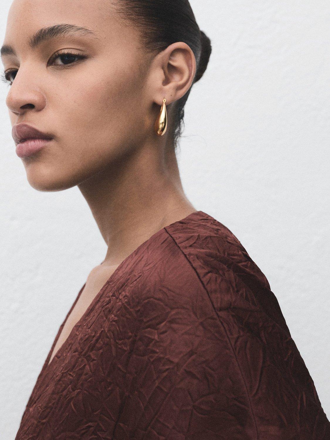 Product image 6 of 8, which shows Mango Flor Jaquard Wrap Waistcoat, Dark Brown, XS