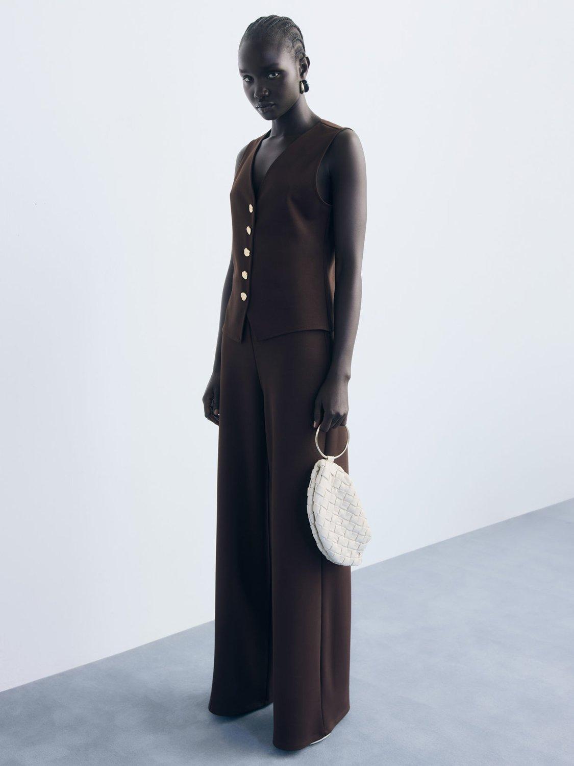 Product image 2 of 8, which shows Mango Salve Button Detail Waistcoat, Brown, M