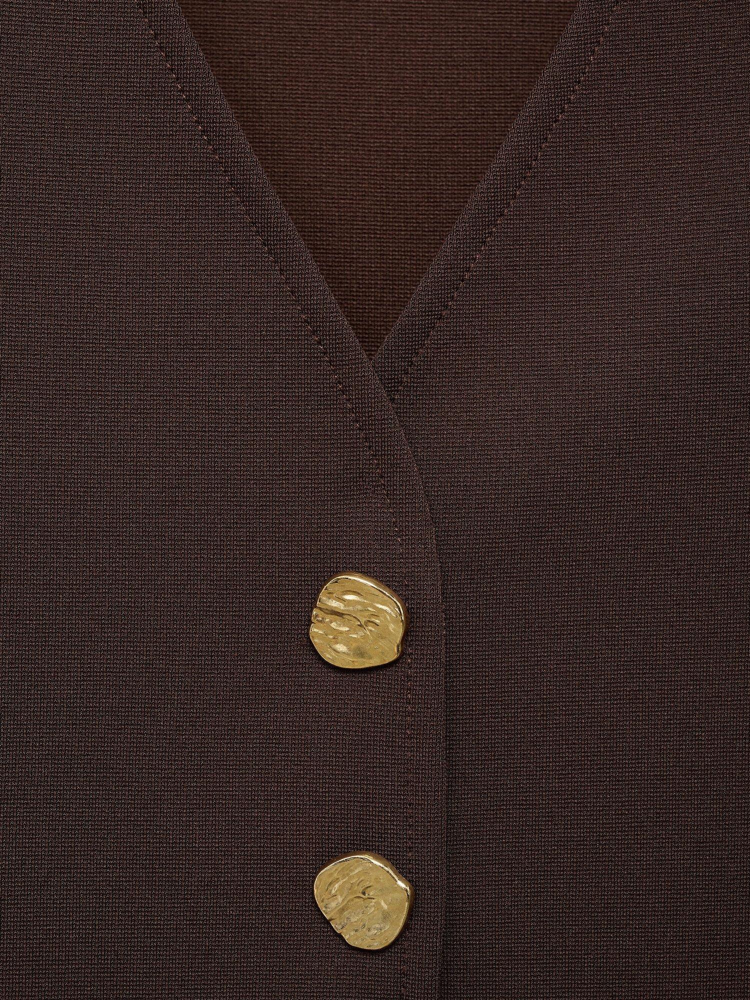 Product image 8 of 8, which shows Mango Salve Button Detail Waistcoat, Brown, M