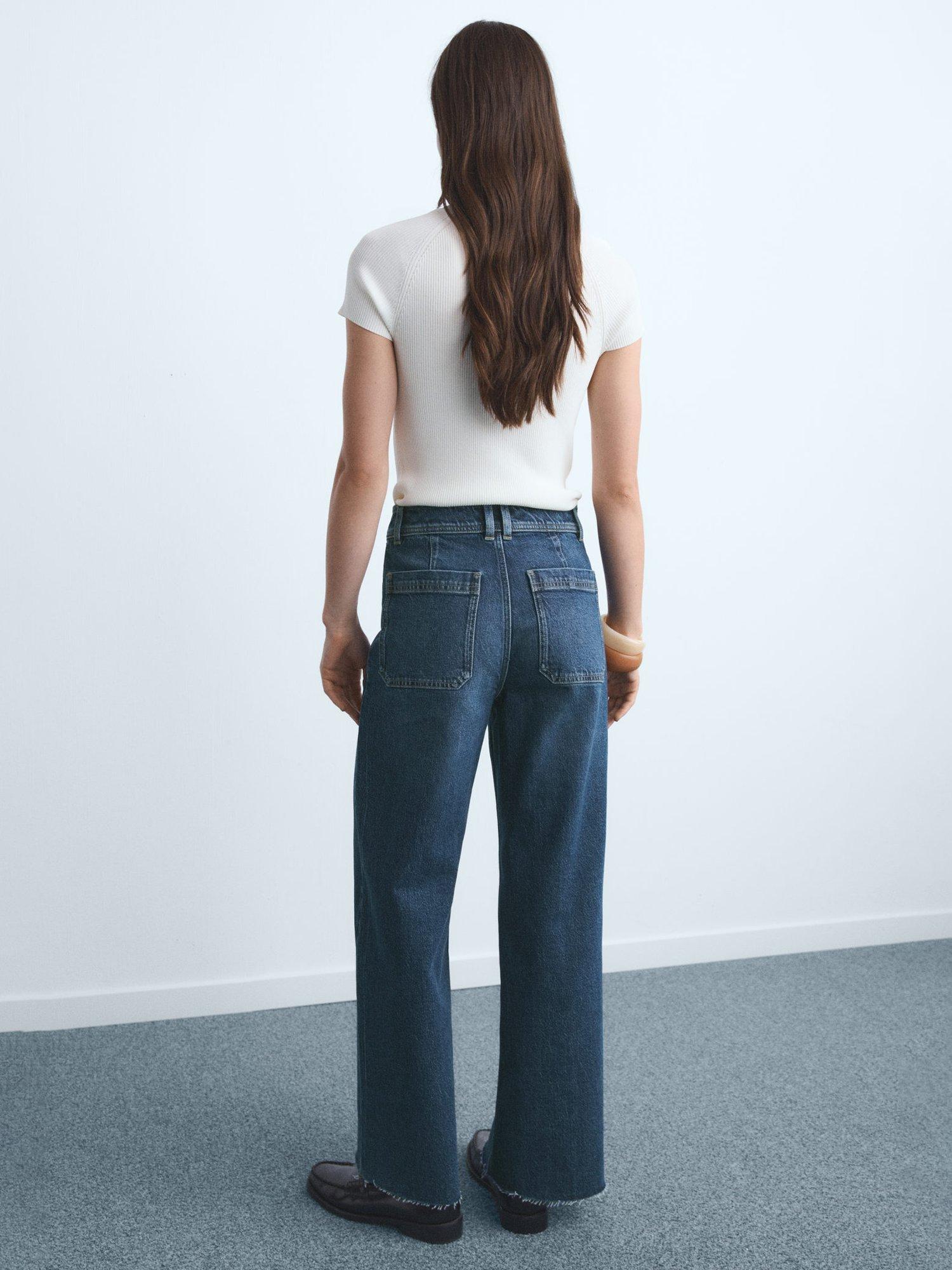 Product image 4 of 8, which shows Mango Catherin High Rise Culotte Jeans, Navy, 10
