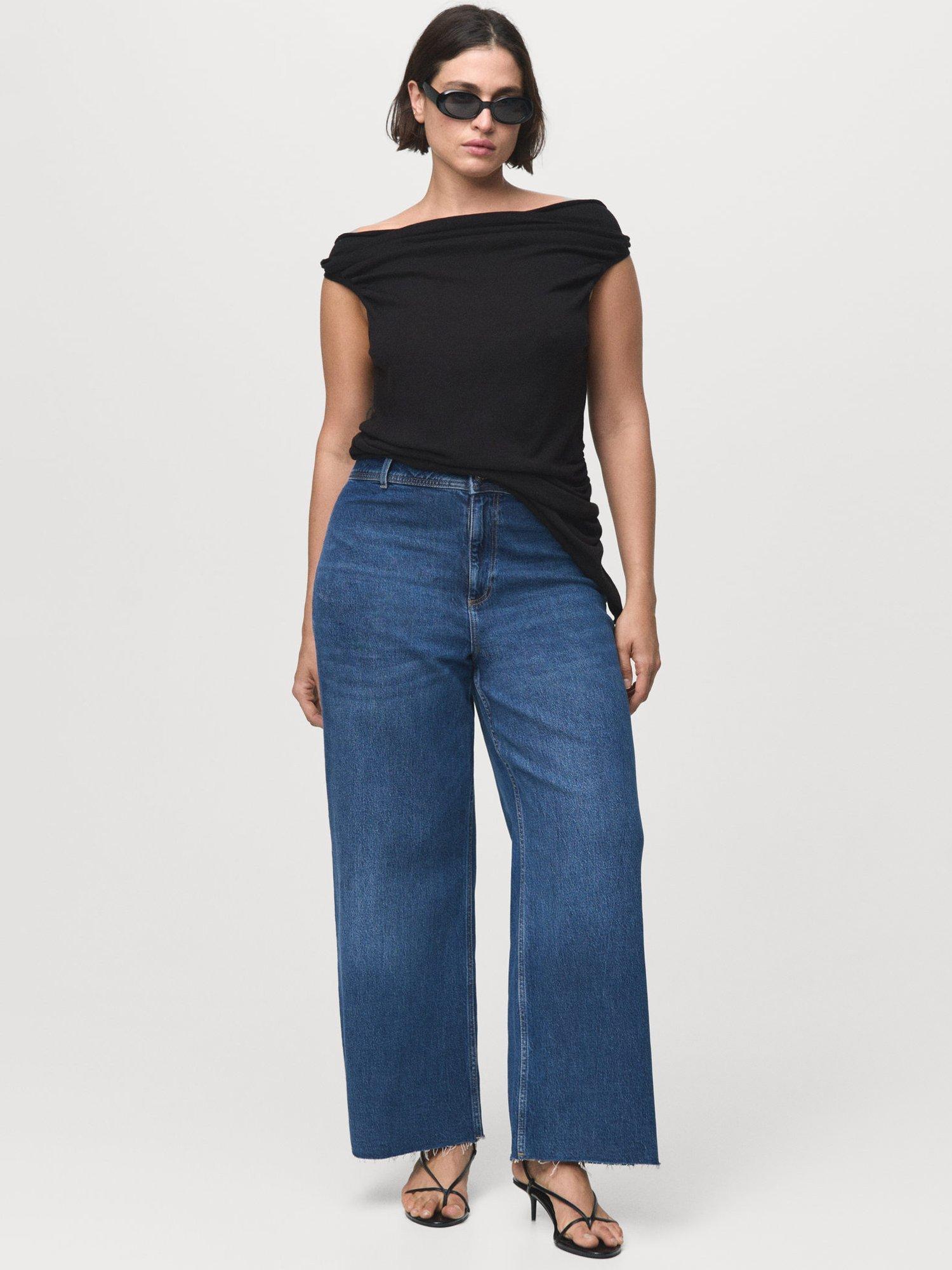 Product image 7 of 8, which shows Mango Catherin High Rise Culotte Jeans, Navy, 10