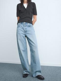 Mango Charlot Mid Rise Balloon Jeans, Open Blue