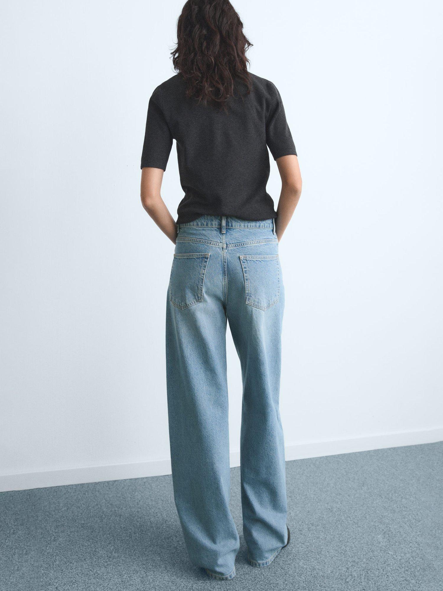 Product image 4 of 8, which shows Mango Charlot Mid Rise Balloon Jeans, Open Blue, 10