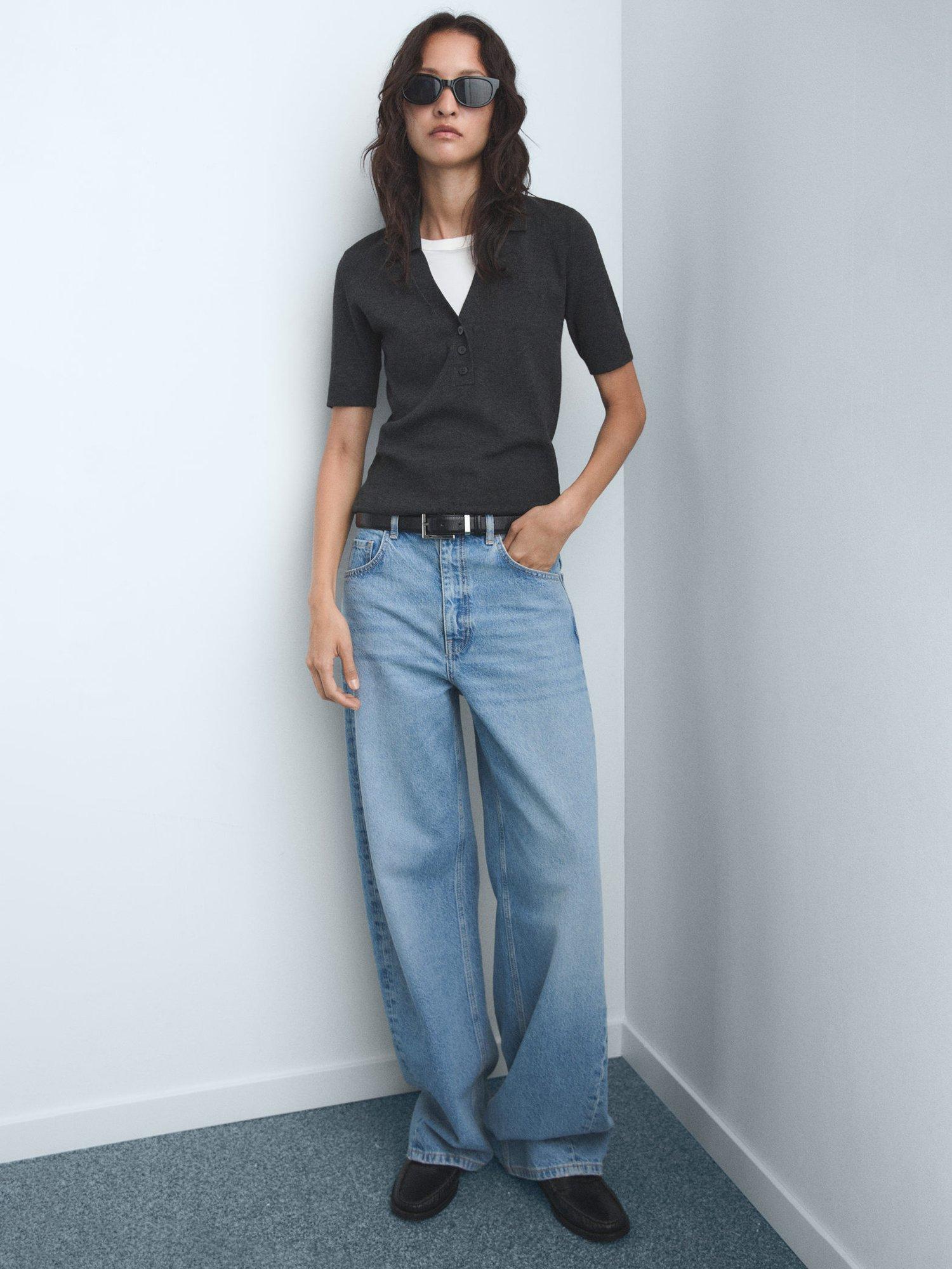 Product image 7 of 8, which shows Mango Charlot Mid Rise Balloon Jeans, Open Blue, 10