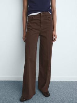 Mango Elise Wide Leg Jeans, Dark Brown, Dark Brown