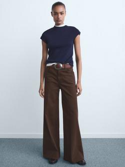 Mango Elise Wide Leg Jeans, Dark Brown - view 2, Dark Brown