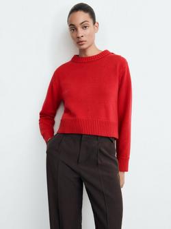 Mango Cabo Button Shoulder Jumper, Red, Red
