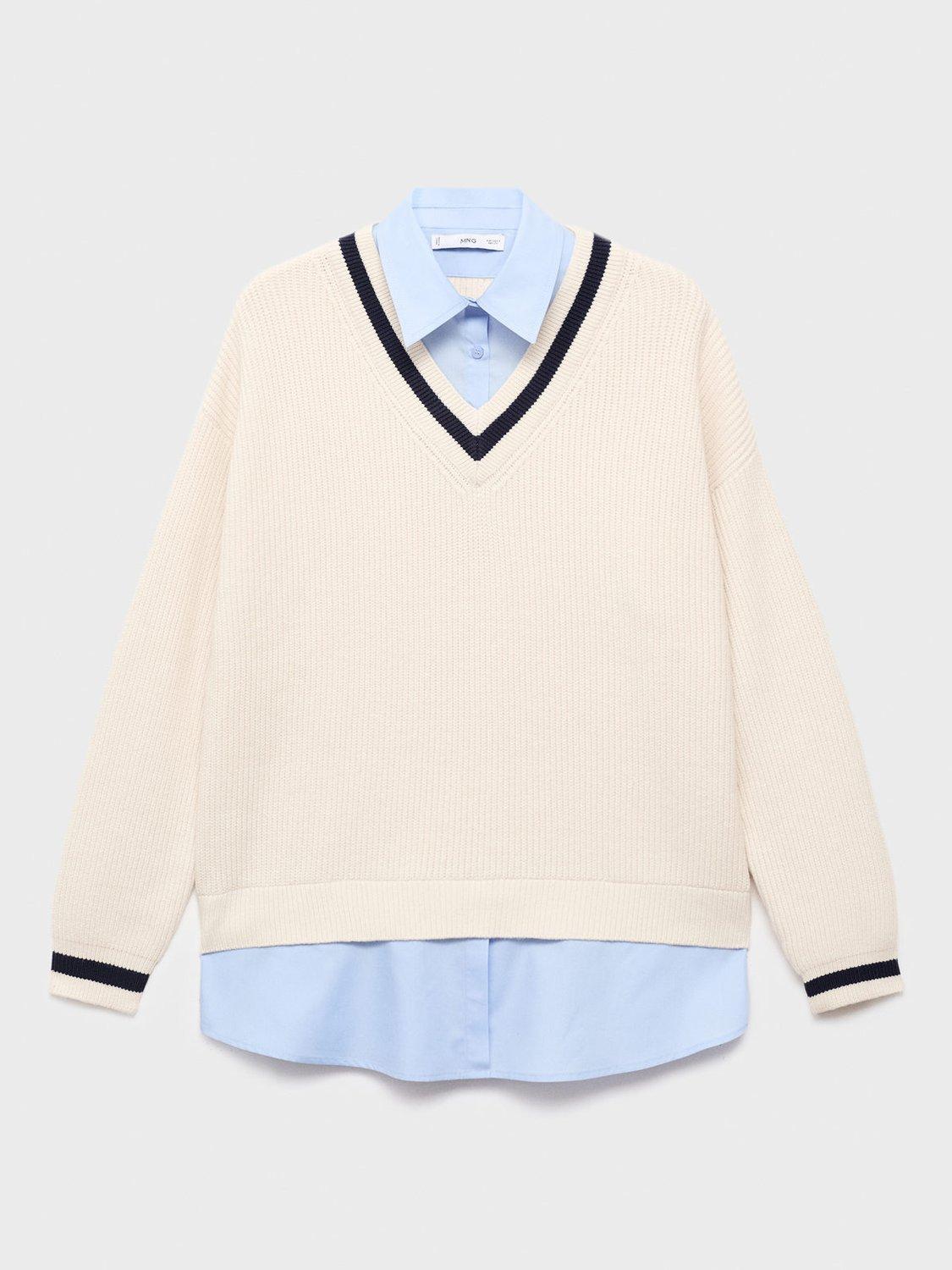 Product image 3 of 6, which shows Mango Chiara Shirt Underlay Jumper, Light Beige, L