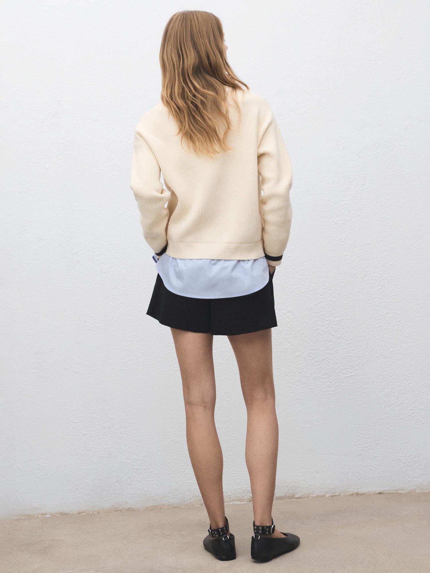 Product image 4 of 6, which shows Mango Chiara Shirt Underlay Jumper, Light Beige, L