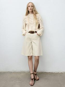 Mango Espina Open Knit Jumper, Natural White, Natural White