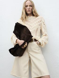 Mango Espina Open Knit Jumper, Natural White - view 2, Natural White