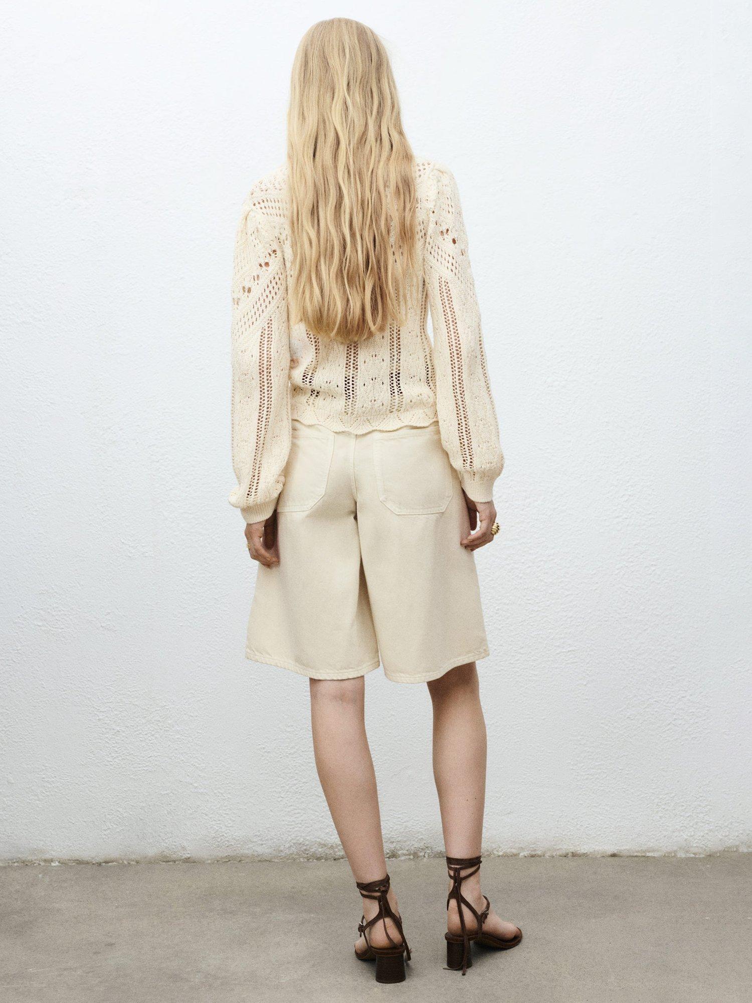 Product image 4 of 7, which shows Mango Espina Open Knit Jumper, Natural White, XS