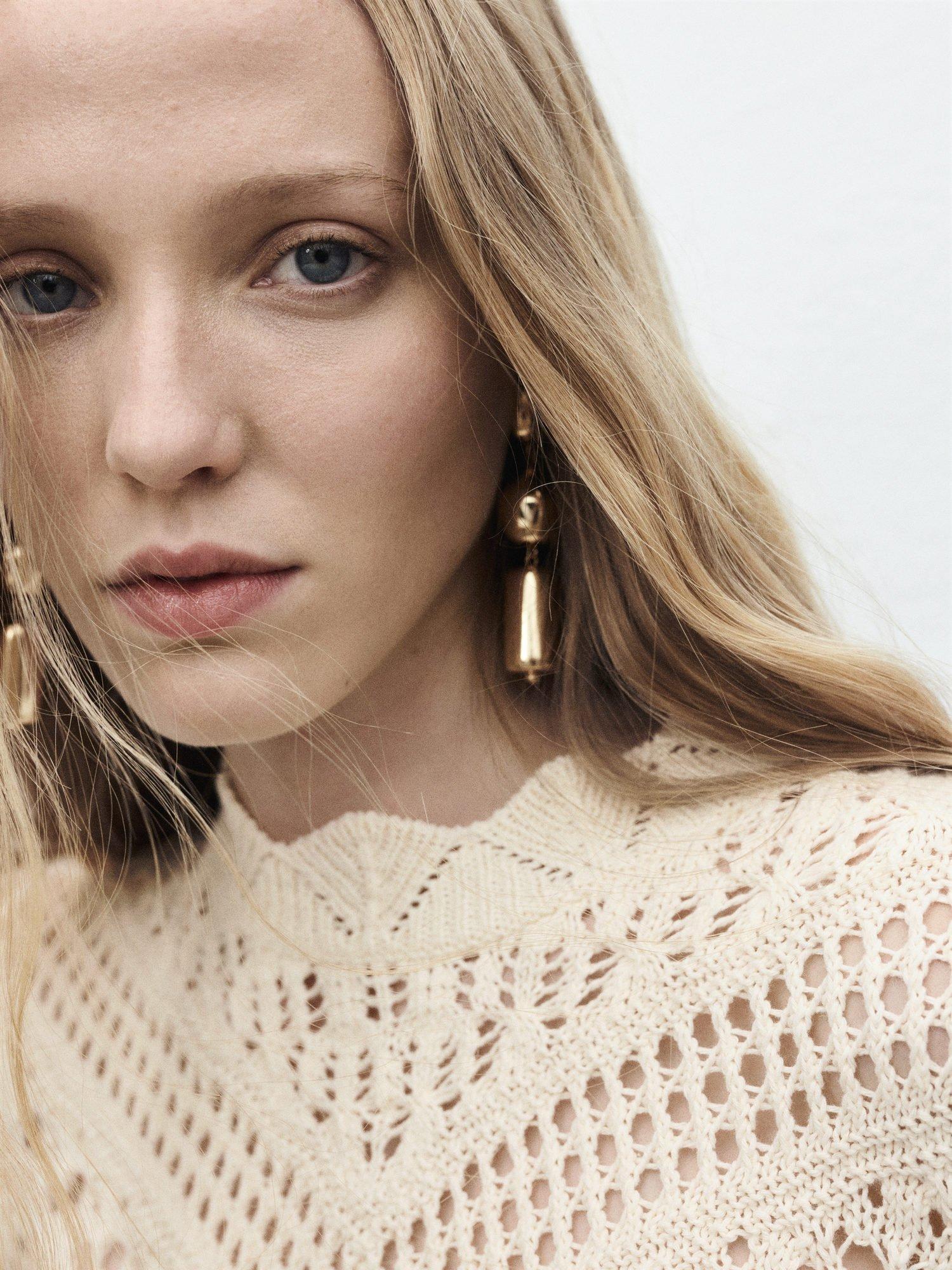 Product image 6 of 7, which shows Mango Espina Open Knit Jumper, Natural White, XS