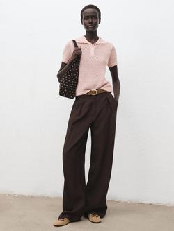 Mango Limusin Pointelle Knit Top, Pastel Pink, Pastel Pink