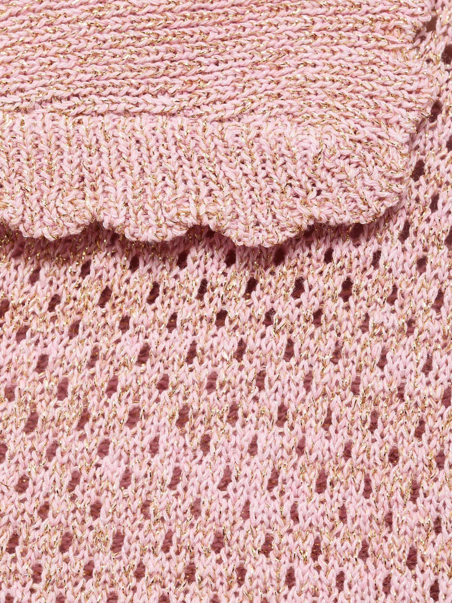 Product image 5 of 7, which shows Mango Limusin Pointelle Knit Top, Pastel Pink, XS
