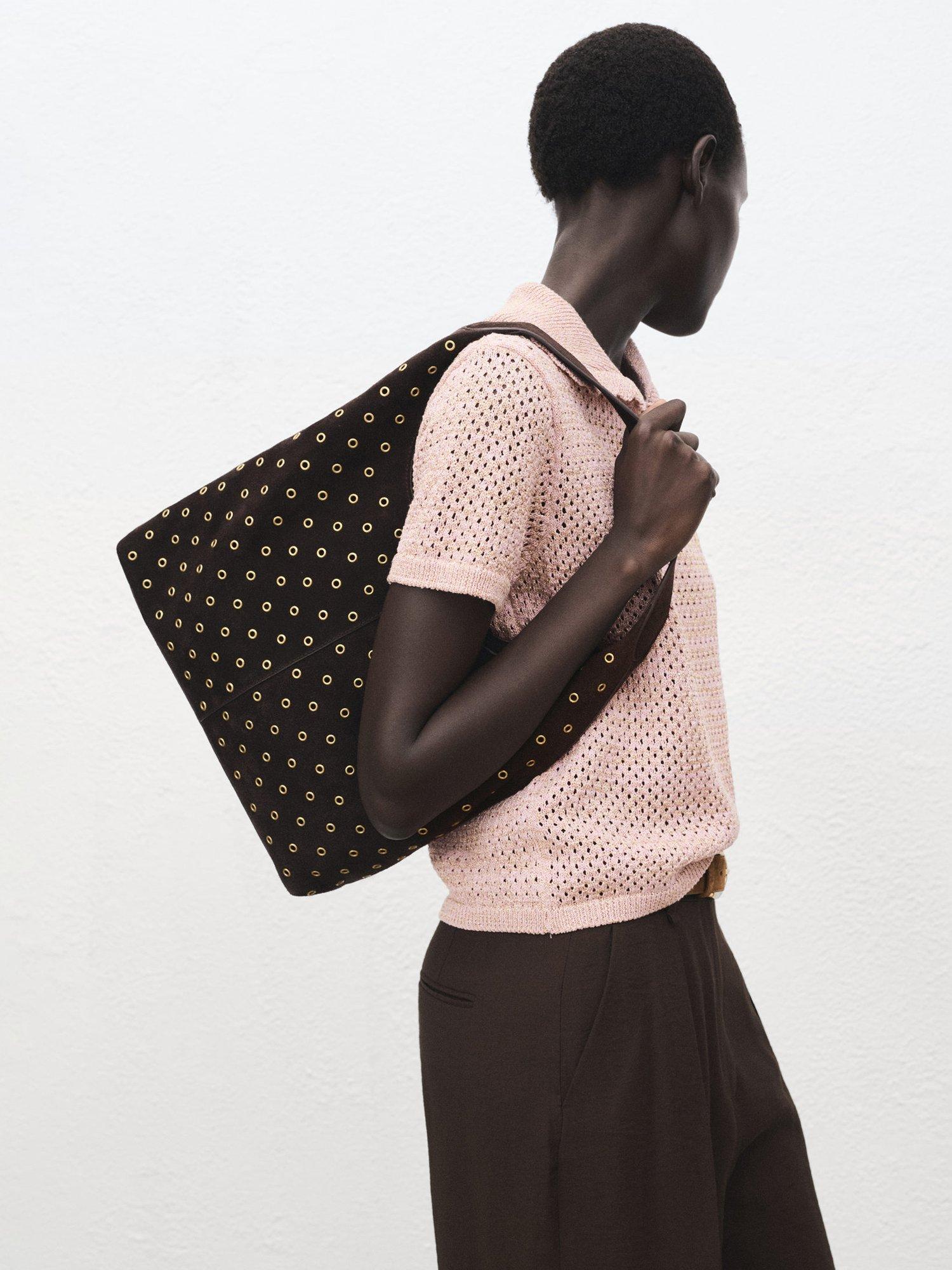 Product image 6 of 7, which shows Mango Limusin Pointelle Knit Top, Pastel Pink, XS