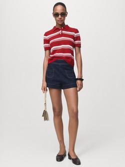 Mango Polito Stripe Knit Top, Red - view 2, Red