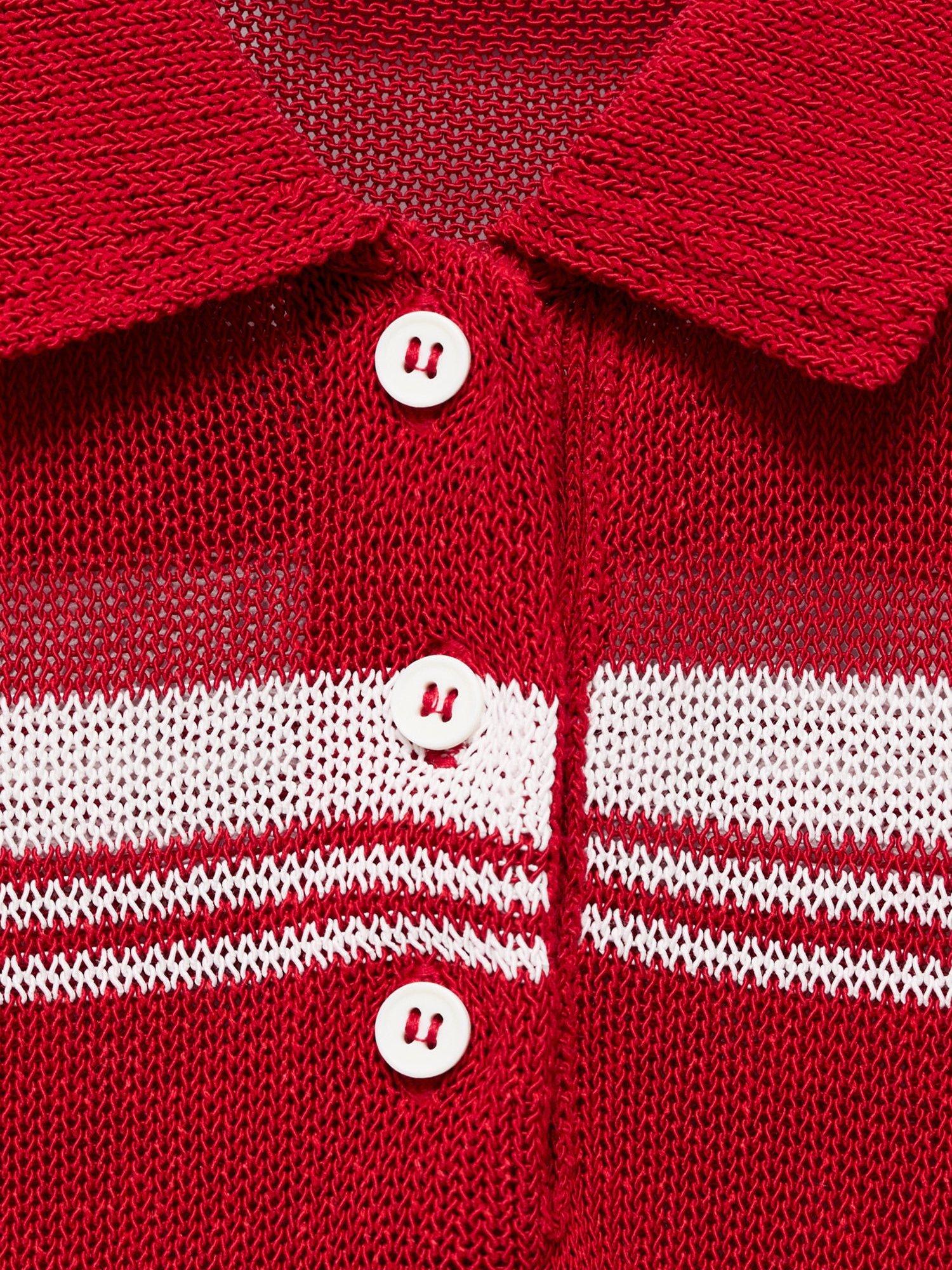 Product image 8 of 8, which shows Mango Polito Stripe Knit Top, Red, XS