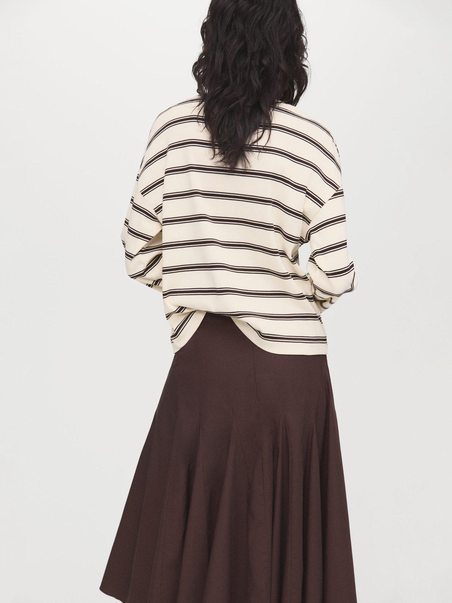 Product image 4 of 7, which shows Mango Timothee Stripe Jersey Top, Natural White, XXS