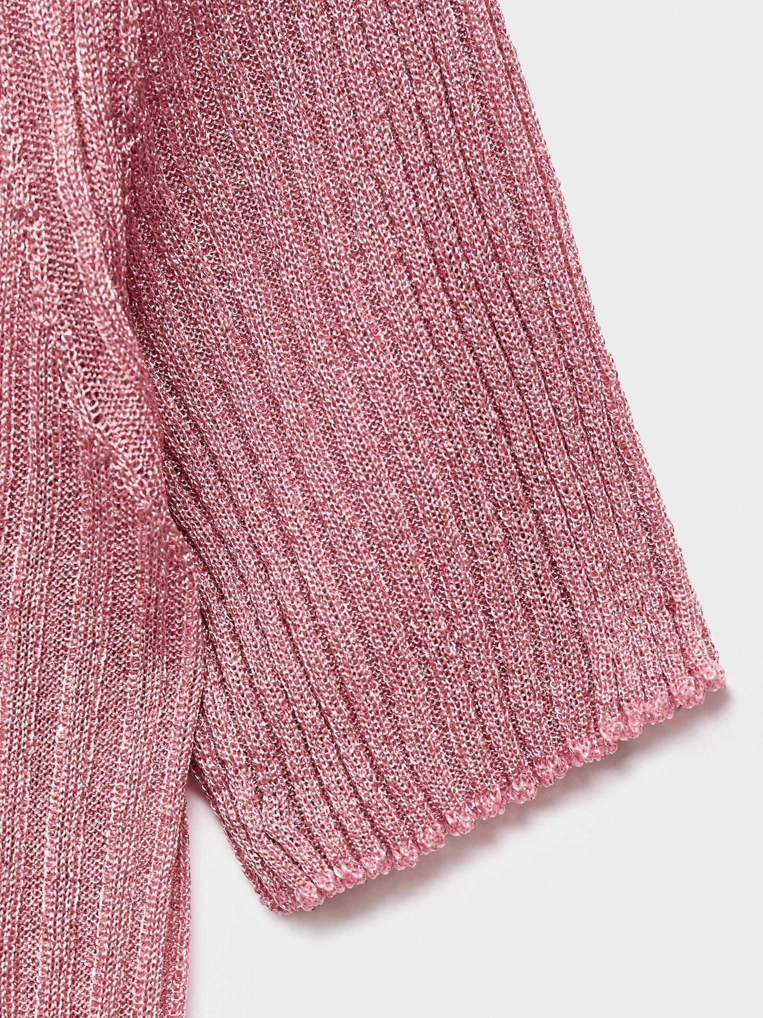 Product image 5 of 8, which shows Mango Tomaset Rib Knit Top, Pastel Pink, L