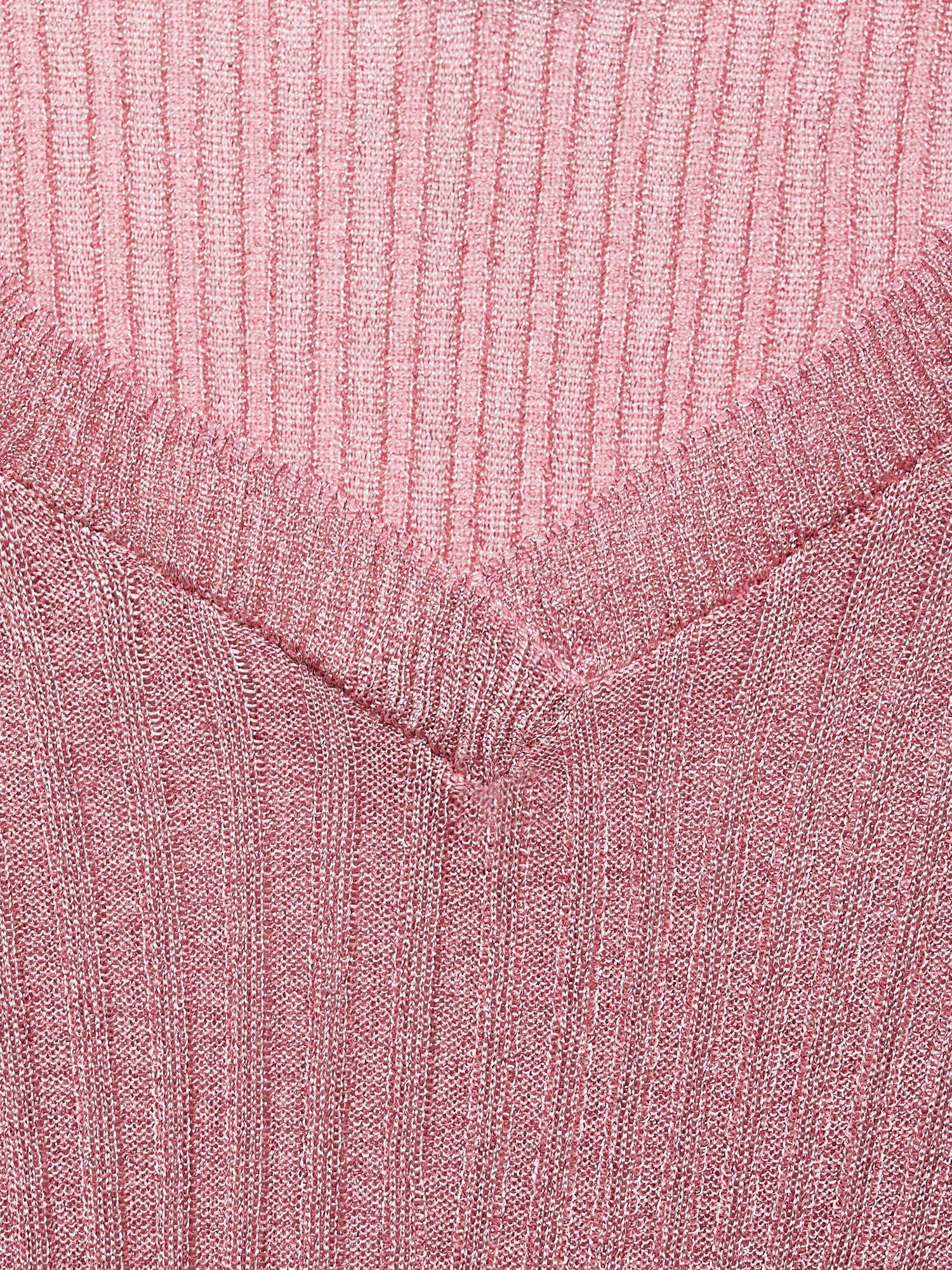 Product image 8 of 8, which shows Mango Tomaset Rib Knit Top, Pastel Pink, L