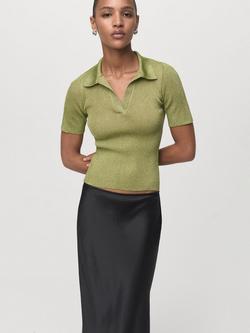 Mango Tomaso Rib Knit Top, Green, Green